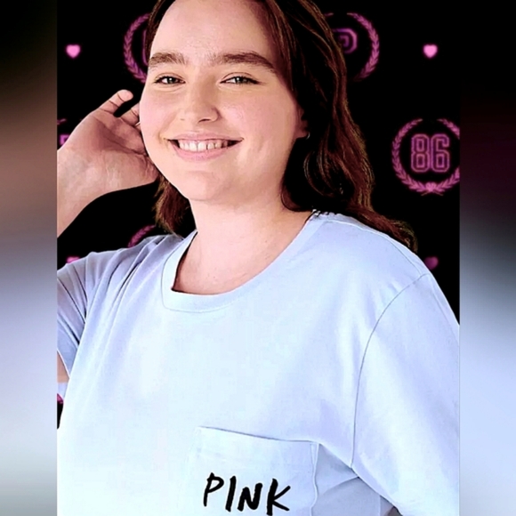 Victoria's Secret PINK Arctic Ice Varsity Crew Short Sleeve Tee Size XL - Picture 6 of 6